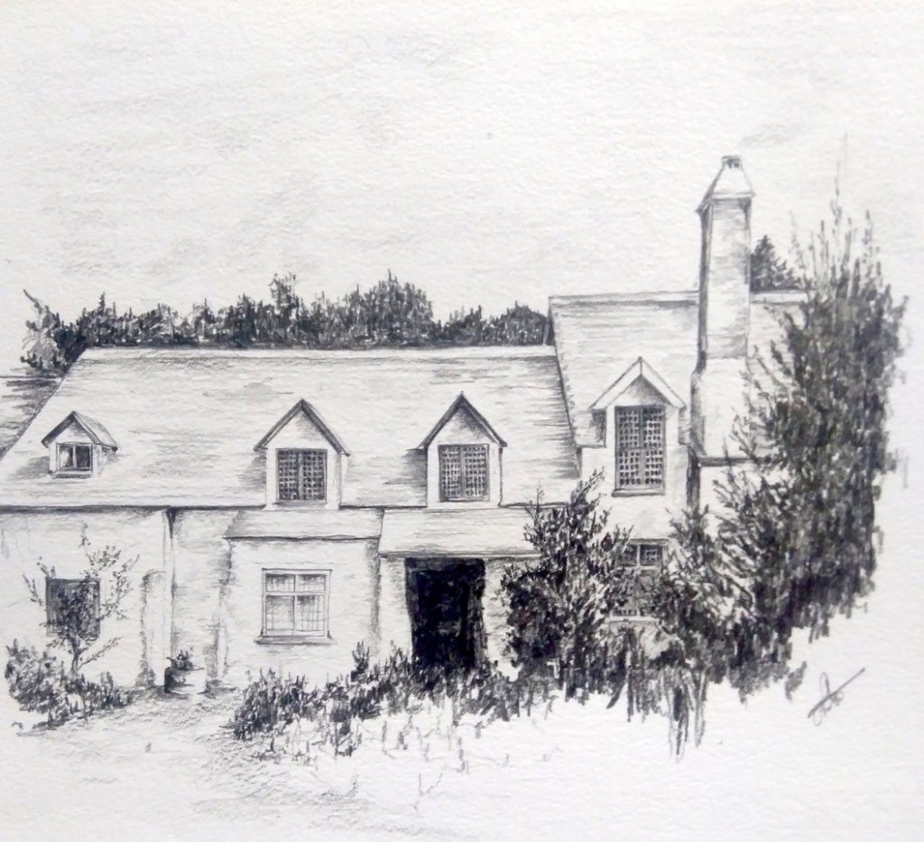 Chambercombe Manor: Drawing by Chris Paterson-Deacon